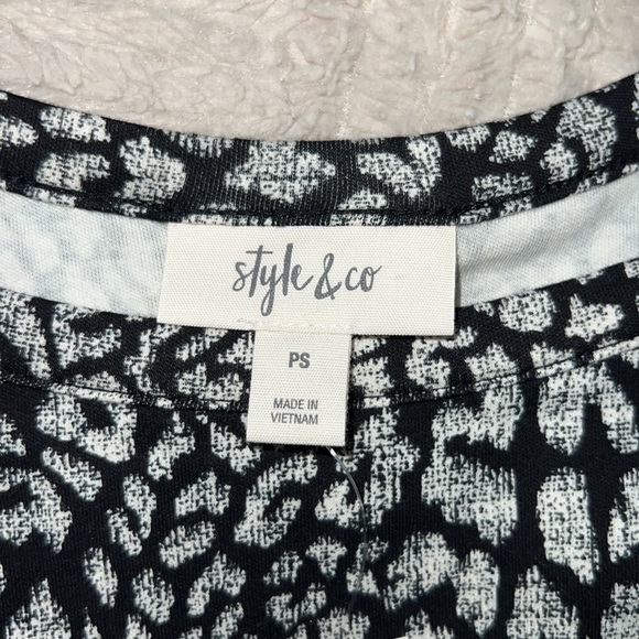 Style & Co pima cotton print essential knit 3/4 sleeve top New, Petite Small - Picture 7 of 16